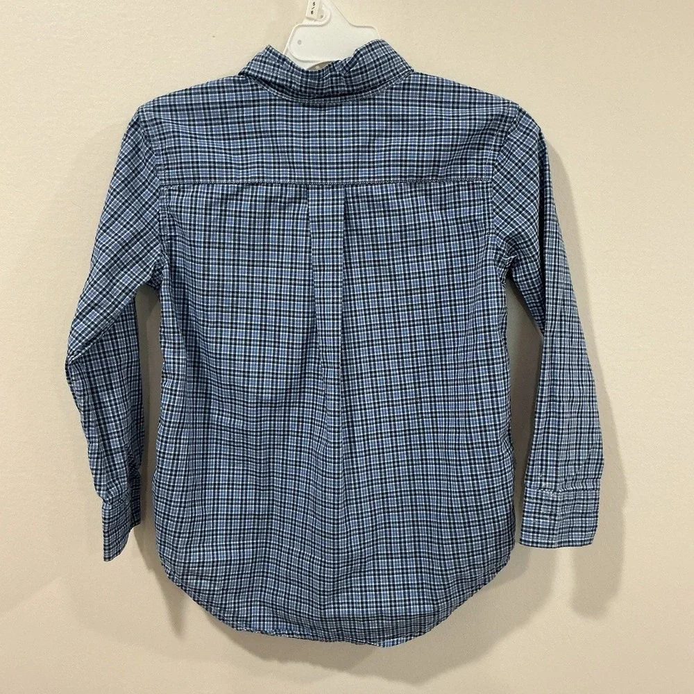 Ralph Lauren Boys Button Down Shirt Lot Of 2 L / S Sz 4 4T Red Blue Plaid Preppy